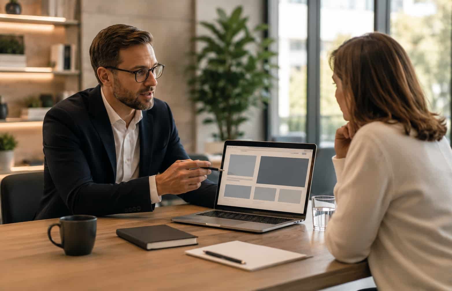 Trabajo de recruiting en equipo ante un portátil